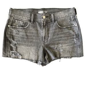 Old Navy Boyfriend Mid Rise Raw Hem Distressed Black/Grayish Women’s Denim 8